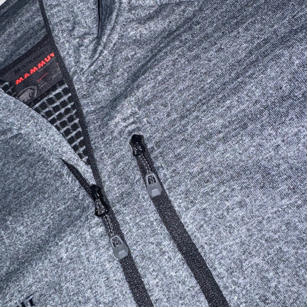Mammut Mens XL Quarter Zip Pullover Grid Fleece Gray Heathered Technical Top